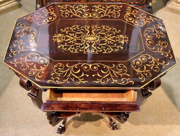 19th Century Florentine Ebony and Marquetry Side Table For Sale 3