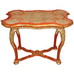 18th Century Venetian Painted Giltwood and Needlepoint Side Table