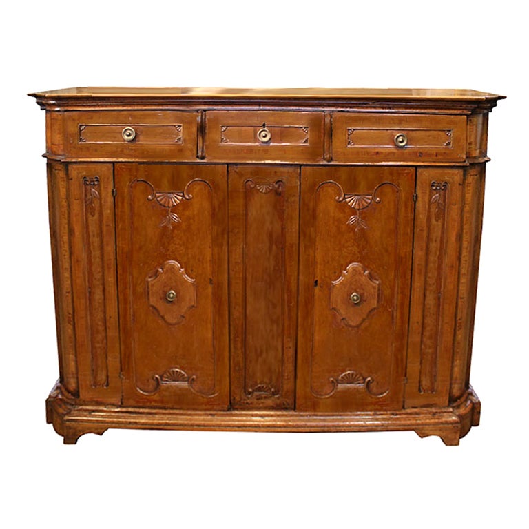 18th Century Baroque Tuscan Walnut Credenza For Sale