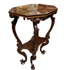19th Century Florentine Ebony and Marquetry Side Table