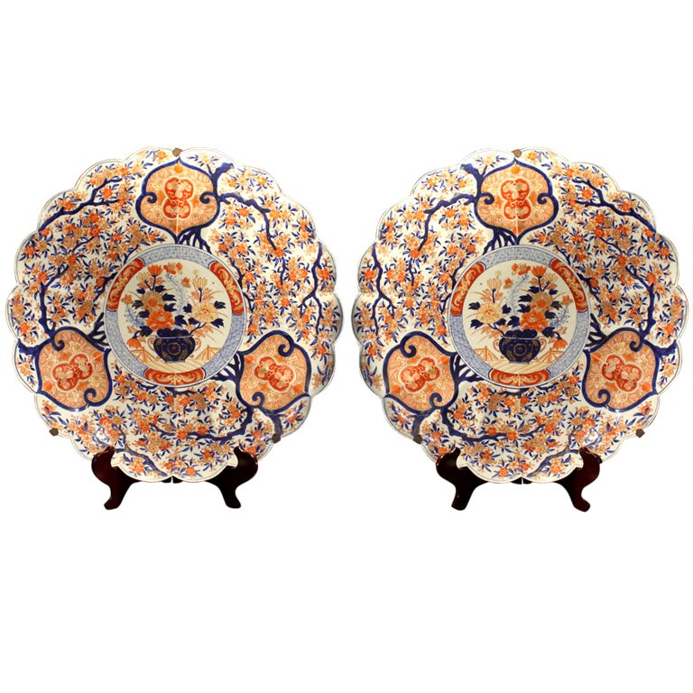 Monumental Pair of Late 19th Century Japanese Imari Chargers For Sale