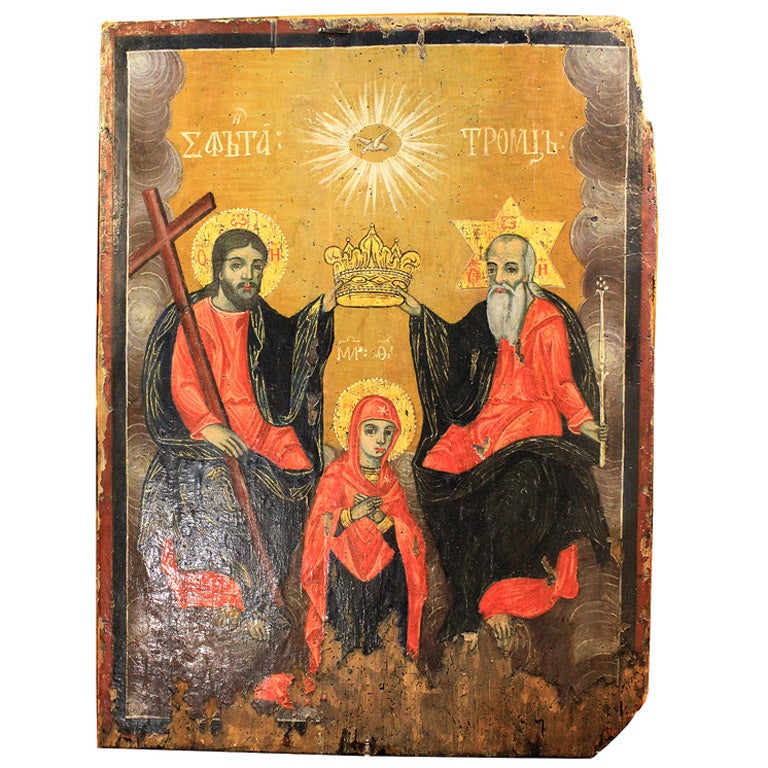 18th Century Greek Icon Oil on Panel For Sale