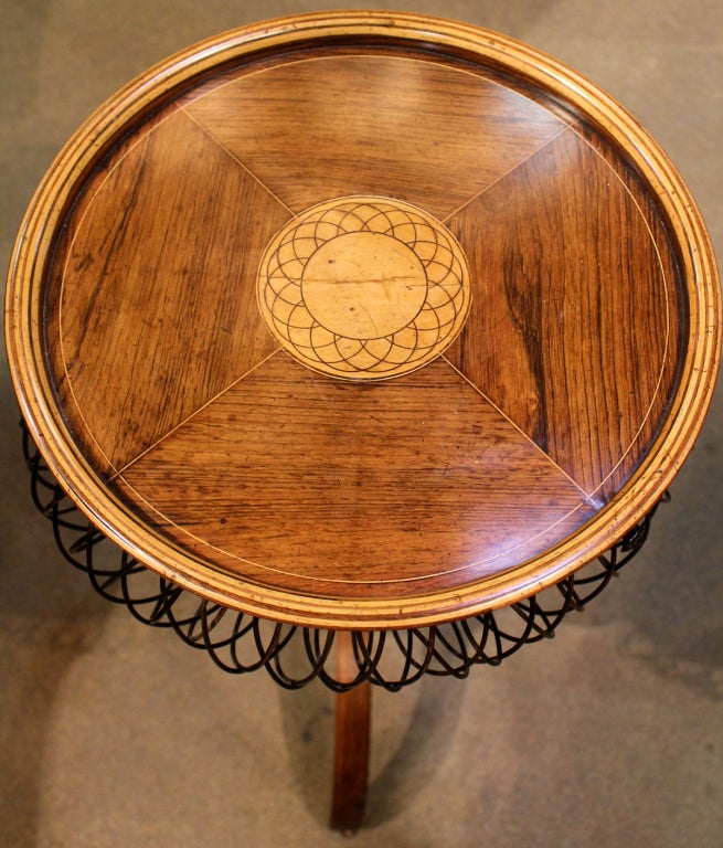 Wire 19th Century Charles X Walnut and Satinwood Parquetry Side Table For Sale