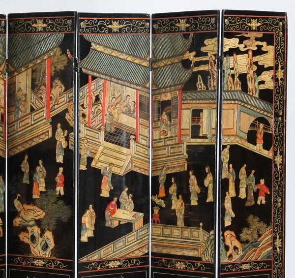 Chinese Early 20th Century 8-Panel Coromandel Screen For Sale