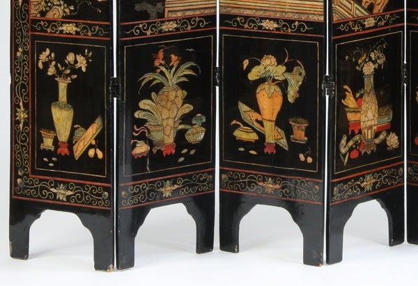 Lacquered Early 20th Century 8-Panel Coromandel Screen For Sale
