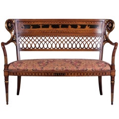 20th Century Carved and Inlaid Settee