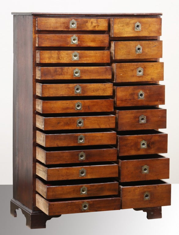 20th Century Heart Pine Chest with 20 Drawers