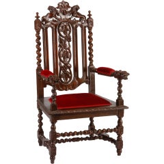 19th Century French Carved Oak Armchair