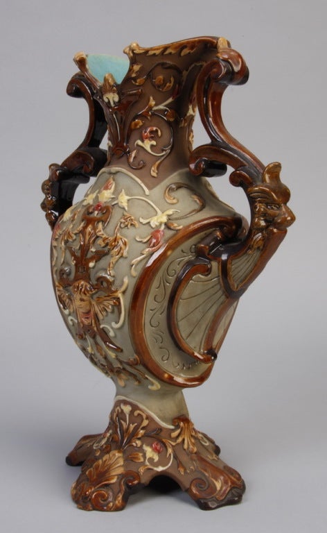 Ceramic 19th Century Wilhelm Schiller & Son Majolica Urn For Sale