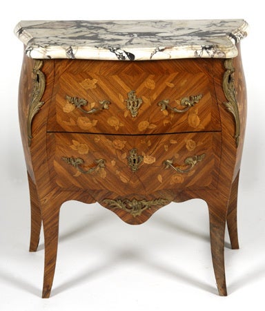 19th Century Marquetry Inlaid Marble Top Commode For Sale 1