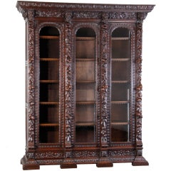 19th Century French Carved Oak Bookcase