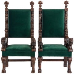 Antique Mid 19th Century Continental Throne Chairs