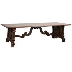 Oversized Mid 20th Century Carved Farm Table