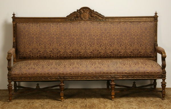 19th Century Palace Size Carved Oak Sofa