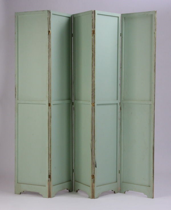 Mid 20th Century Hand Painted 5-panel Room Divider For Sale 5