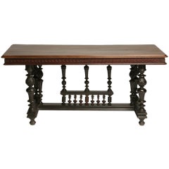 19th Century English Carved Walnut Library Table