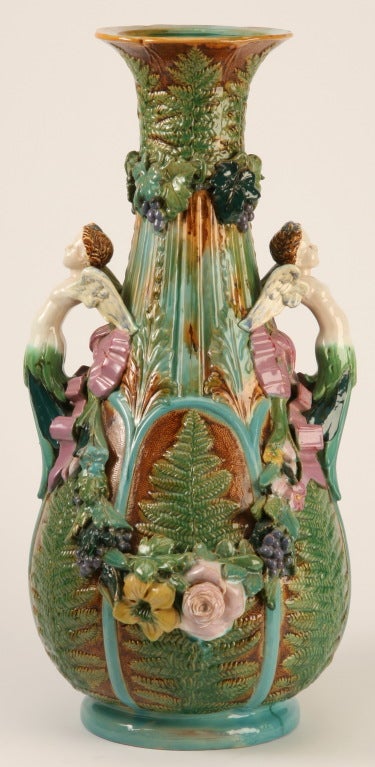 Early 20th Century English Majolica Vase