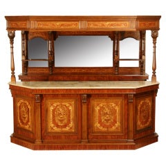 Vintage Italian Marquetry Inlaid Canopy Pub Bar