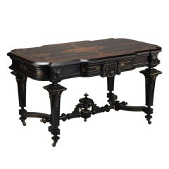 19th Century Marquetry Inlaid Rosewood Table
