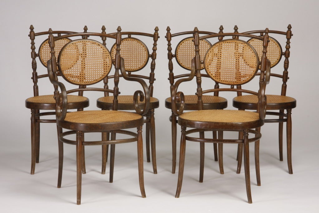 Set of Six 20th Century French Café Chairs