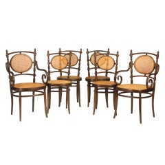 Vintage Set of Six 20th Century French Café Chairs