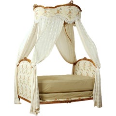 19th Century French Giltwood Daybed with Canopy