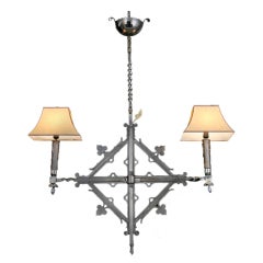 19th Century French Wrought Iron Chandelier (3 Available)