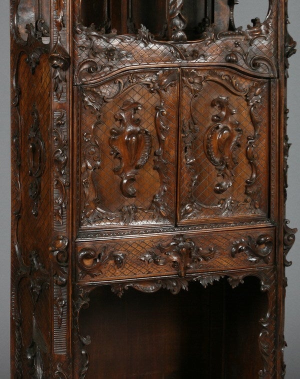 19th Century French Rococo Carved Walnut Etagere For Sale 2