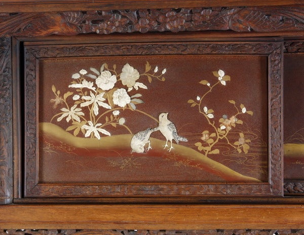 Mother-of-Pearl 19th Century Japanese Ivory Inlaid Curio Cabinet For Sale