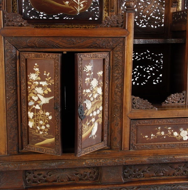 19th Century Japanese Ivory Inlaid Curio Cabinet For Sale 2