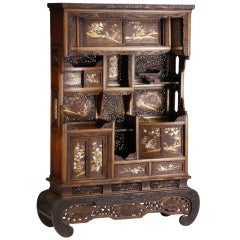 19th Century Japanese Ivory Inlaid Curio Cabinet