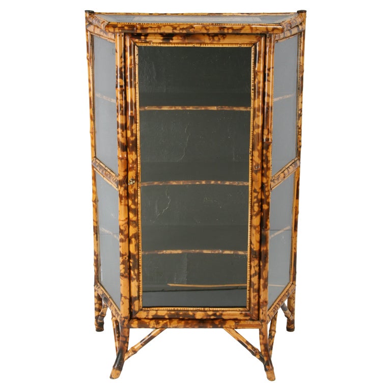 Early 20th Century English Bamboo Curio Cabinet For Sale