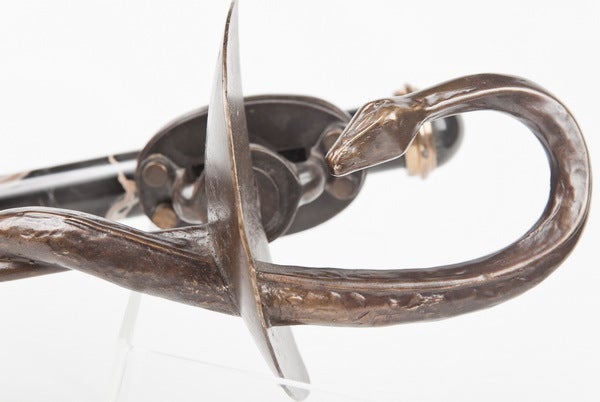 Pair of Art Deco Bronze and Marble Door Pulls