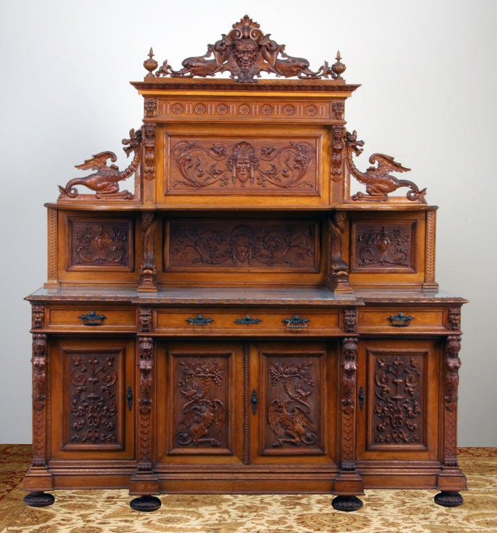 19th Century French Marble Top Walnut Buffet