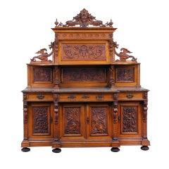 19th Century French Marble Top Walnut Buffet