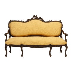 19th Century French Carved Oak Settee