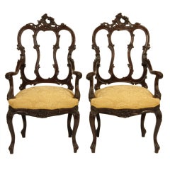Two 19th Century French Carved Oak Armchairs