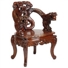 Chinese Carved Armchair with Ivory Accents