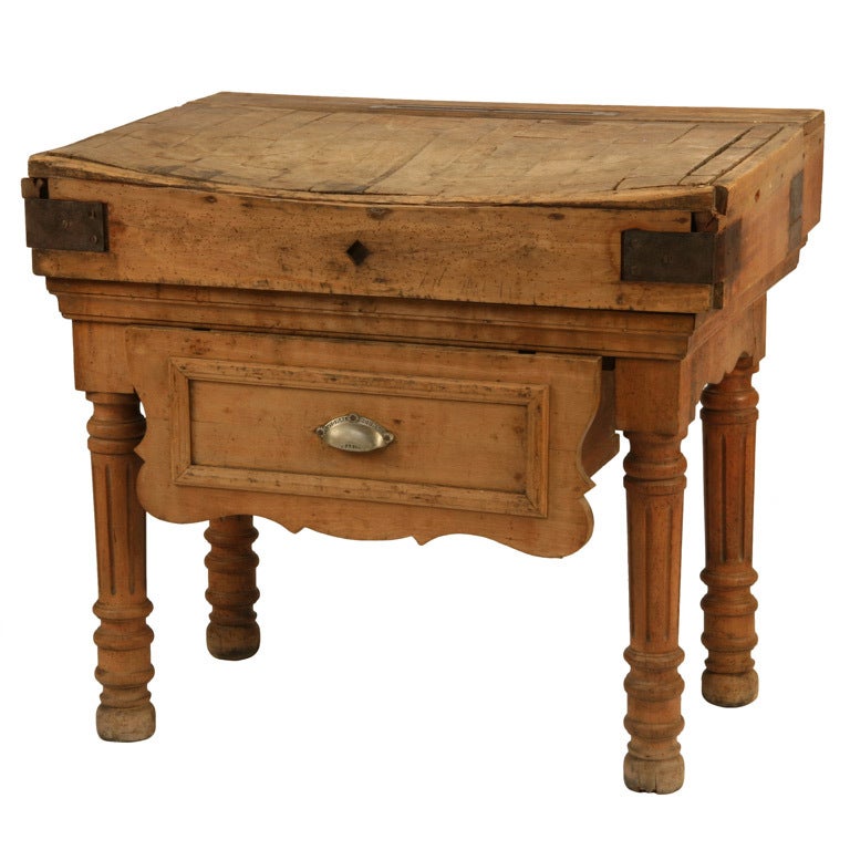 Late 19th Century French Oak Butcher Block Table For Sale