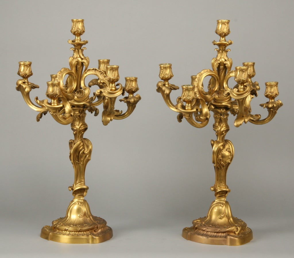 Pair of 19th Century Dore' Bronze Candelabra Attibuted to Linke