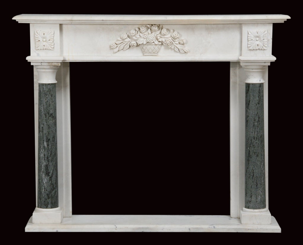Carved Marble Mantle with Marble Columns