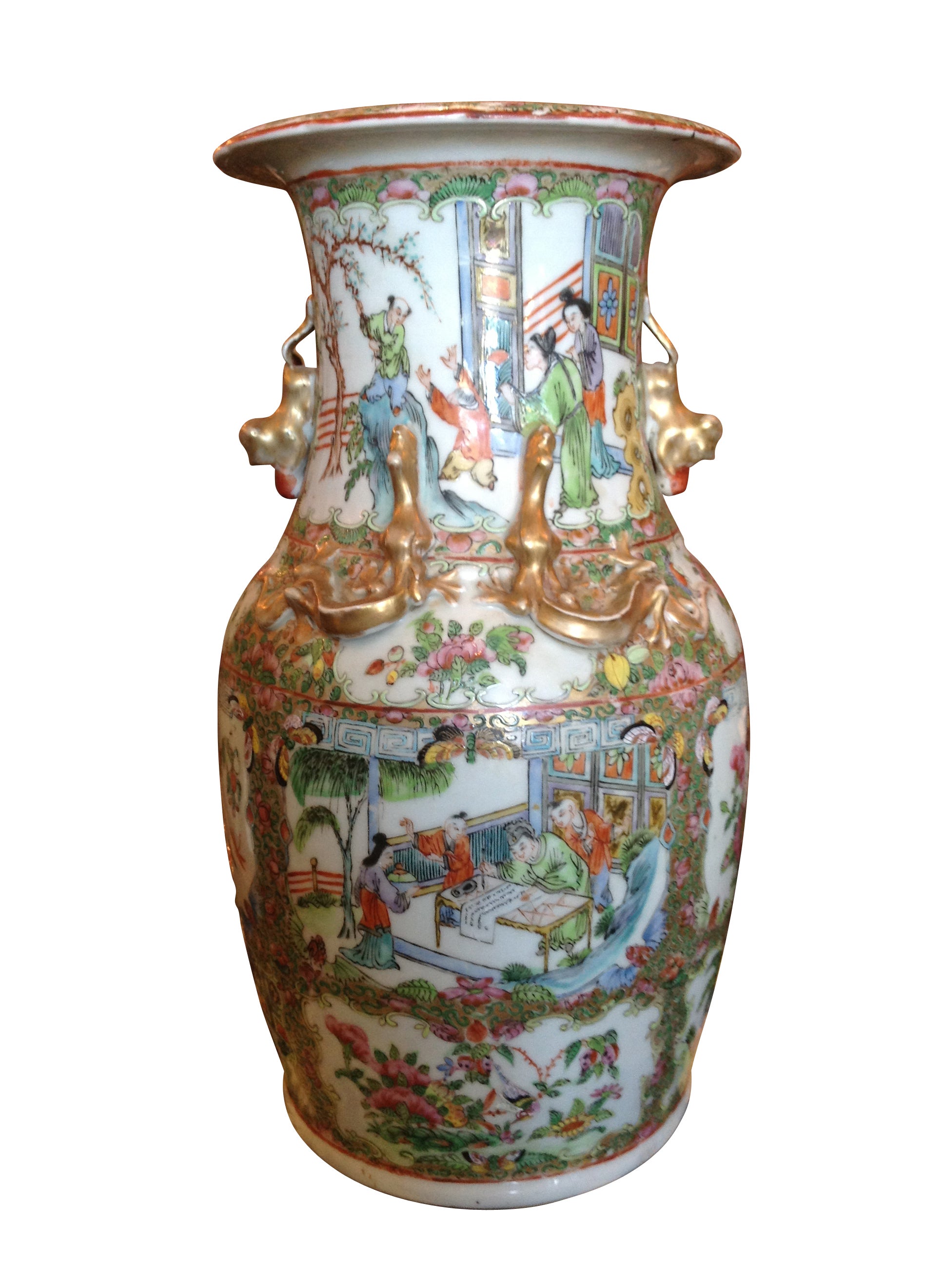 Late 19th Century Chinese Rose Medallion Vase, 14"h, 19th Century For Sale
