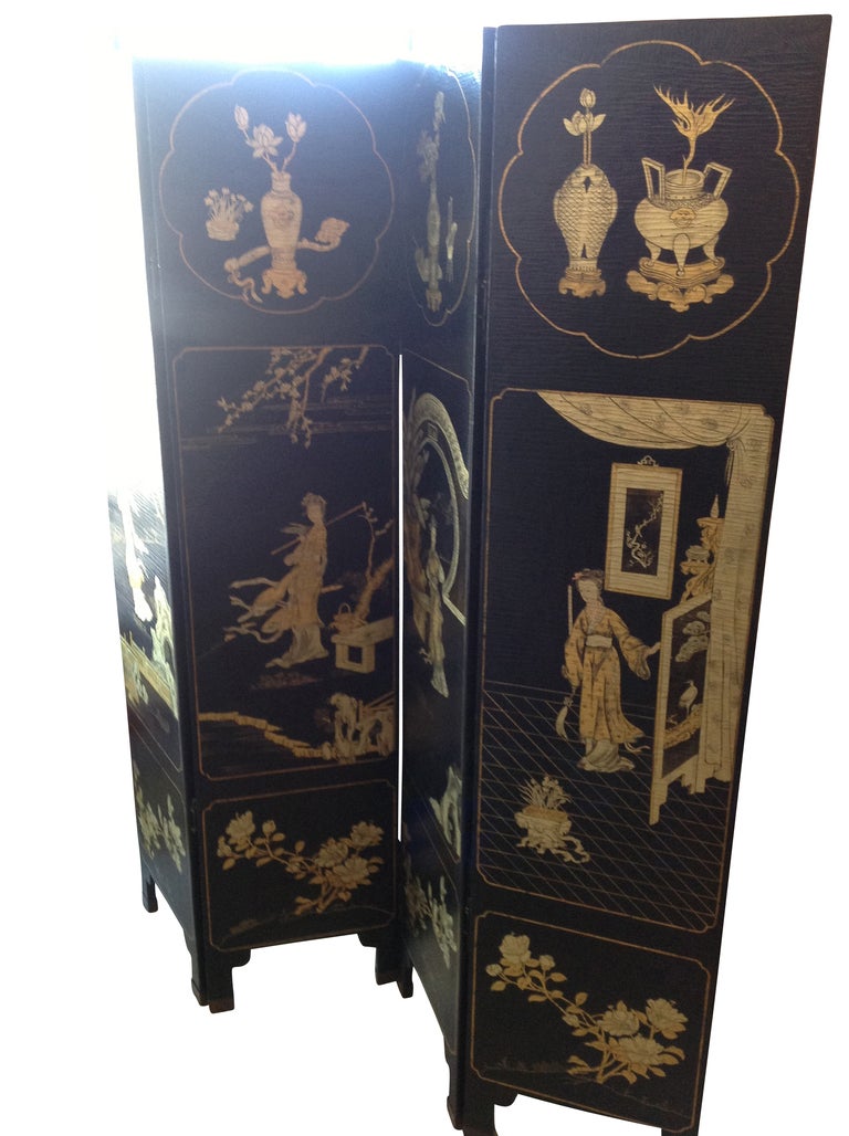 Four Panel Folding Screen, Blk w/Gold Design, Circa 1940's,

Originally $ 4,650.00

PLEASE CHECK OUT OUR WEB SITE FOR ADDITIONAL SPECIALS