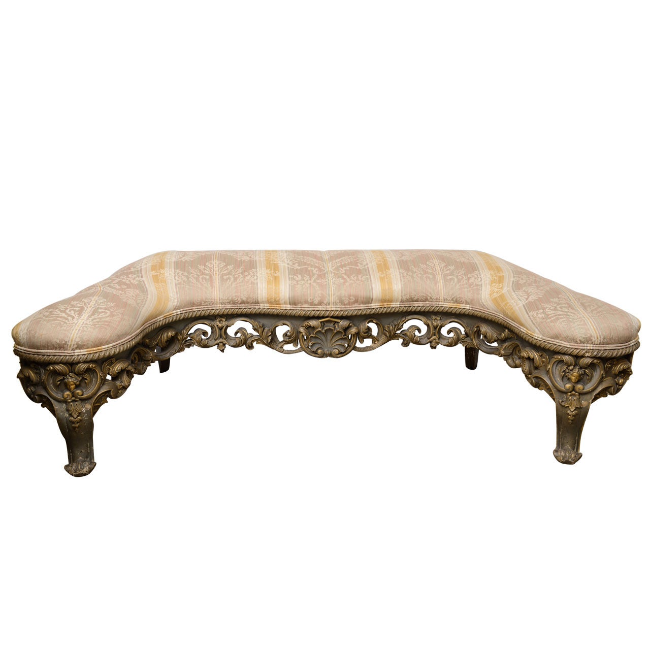 Venetian Hand-Carved Bench, 19th Century For Sale