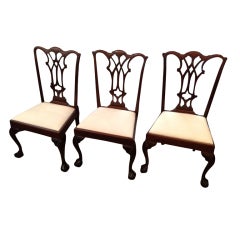 Antique Set of Three English Chippendale Side Chairs, SOLD EA, Circa 1900