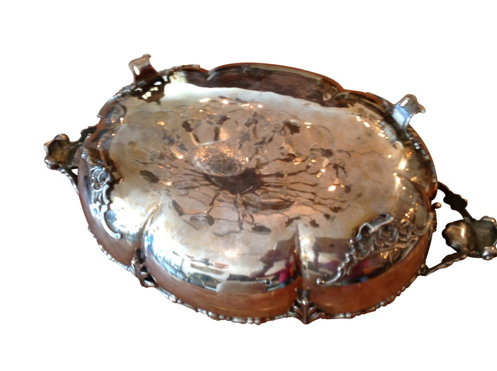 20th Century Sterling Silver Center Piece Oval Lobed Bowl, Ornate, Circa 1900 For Sale