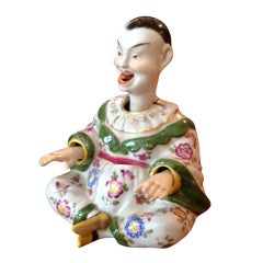 Antique Chinoisie Meissen Porcelain Seated Nodder, Hand Painted, Circa 1900