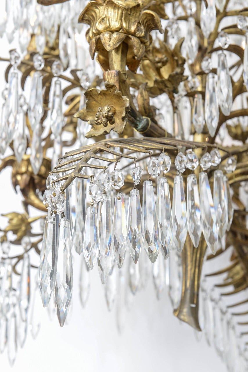 French Chinoiserie Style Bronze and Crystal Chandelier Fixture, 19th Century 4