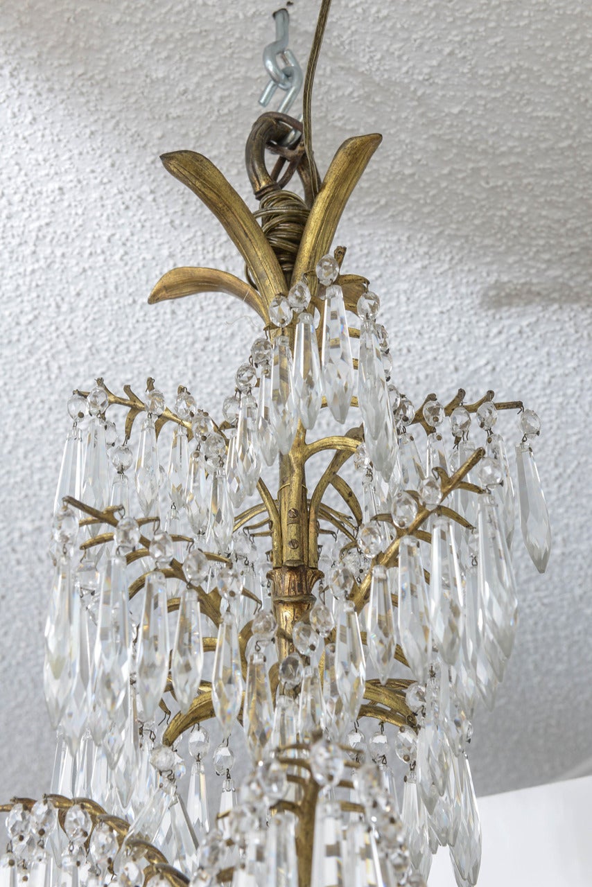 French Chinoiserie Style Bronze and Crystal Chandelier Fixture, 19th Century 5