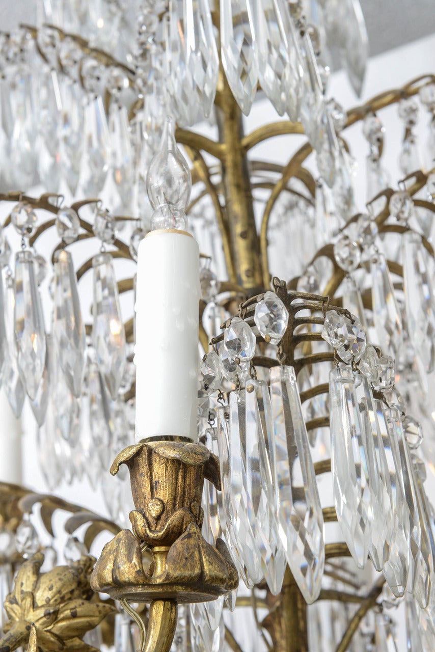 French Chinoiserie Style Bronze and Crystal Chandelier Fixture, 19th Century 2